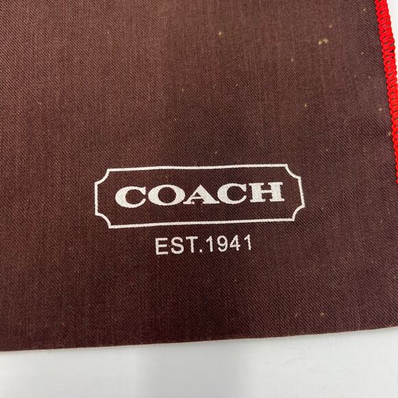 Coach Dust Bag Protective Cover Brown Storage Red Edge Drawstring 16x19” - Picture 2 of 9